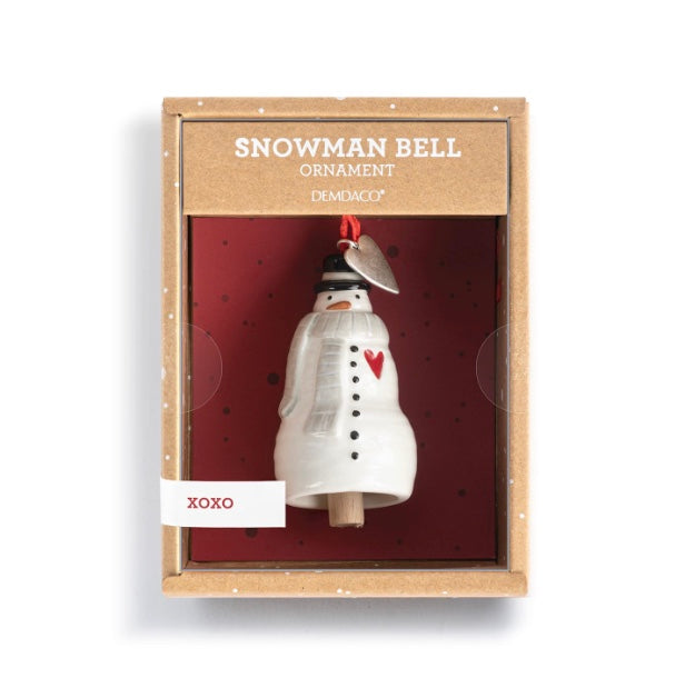 Heart Snowman Mini Bell Ornament