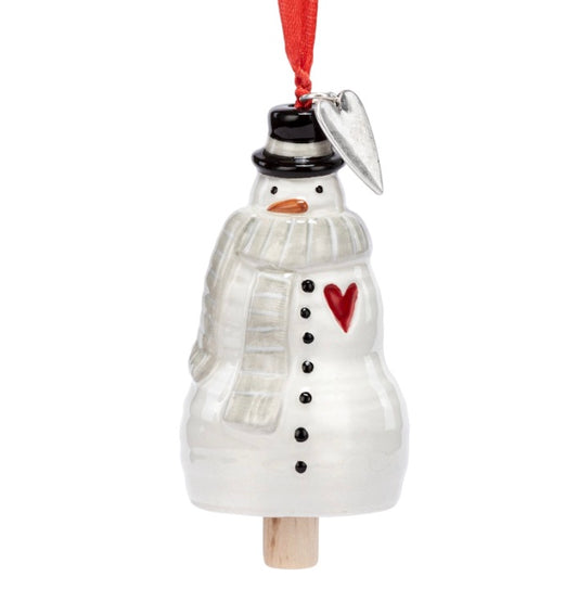 Heart Snowman Mini Bell Ornament