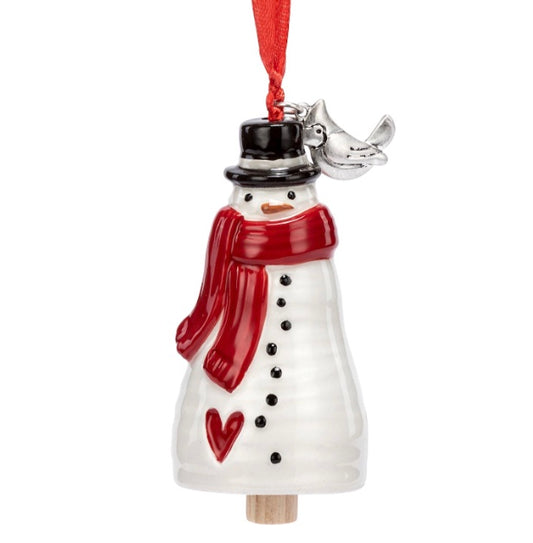 Cardinal Snowman Mini Bell Ornament