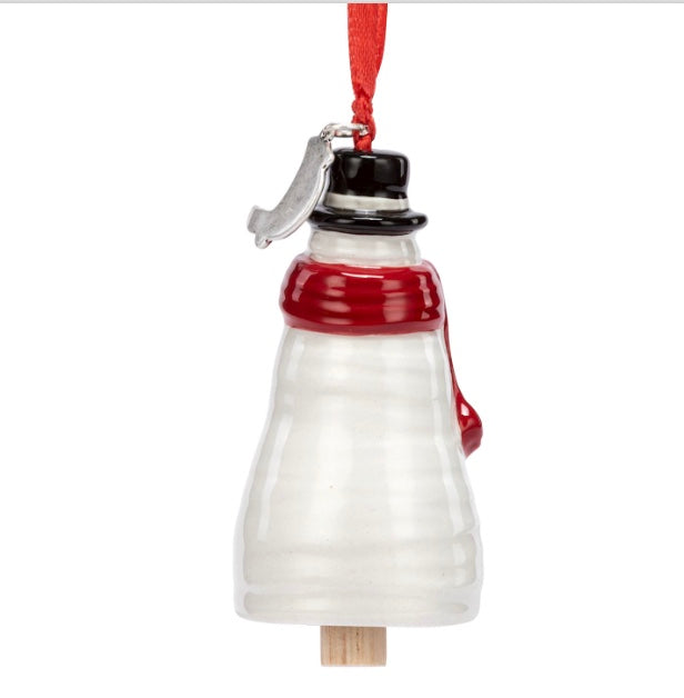 Cardinal Snowman Mini Bell Ornament