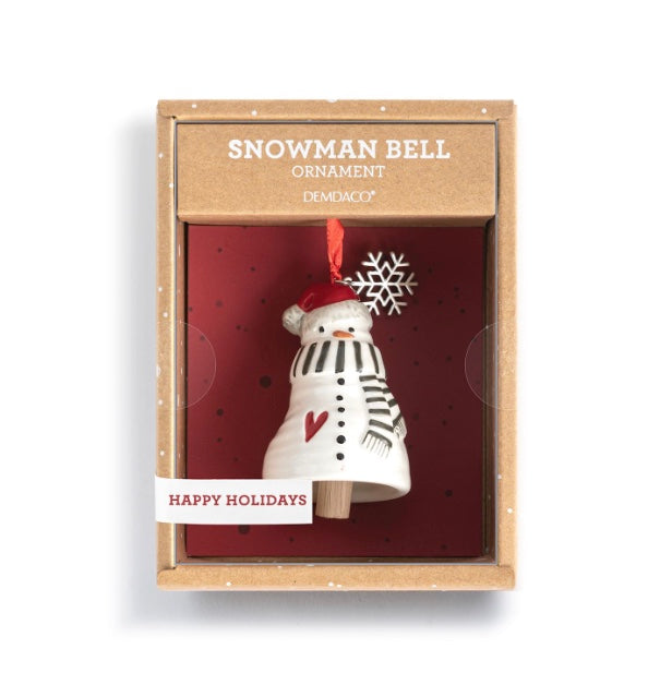 Snowflake Snowman Mini Bell Ornament