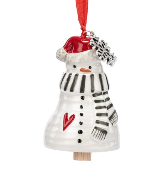 Snowflake Snowman Mini Bell Ornament