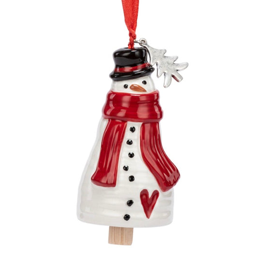 Tree Snowman Mini Bell Ornament