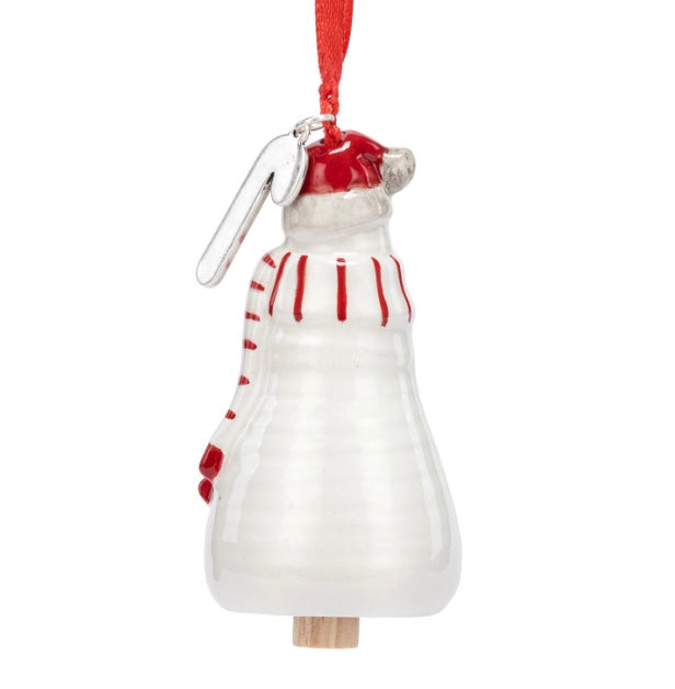 Candy Cane Snowman Mini Bell Orn