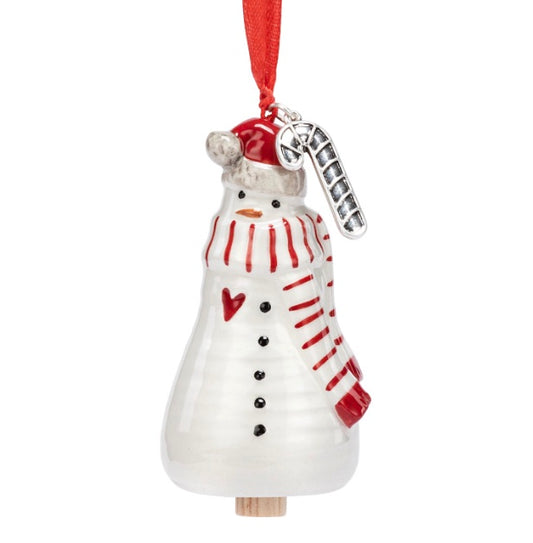 Candy Cane Snowman Mini Bell Orn