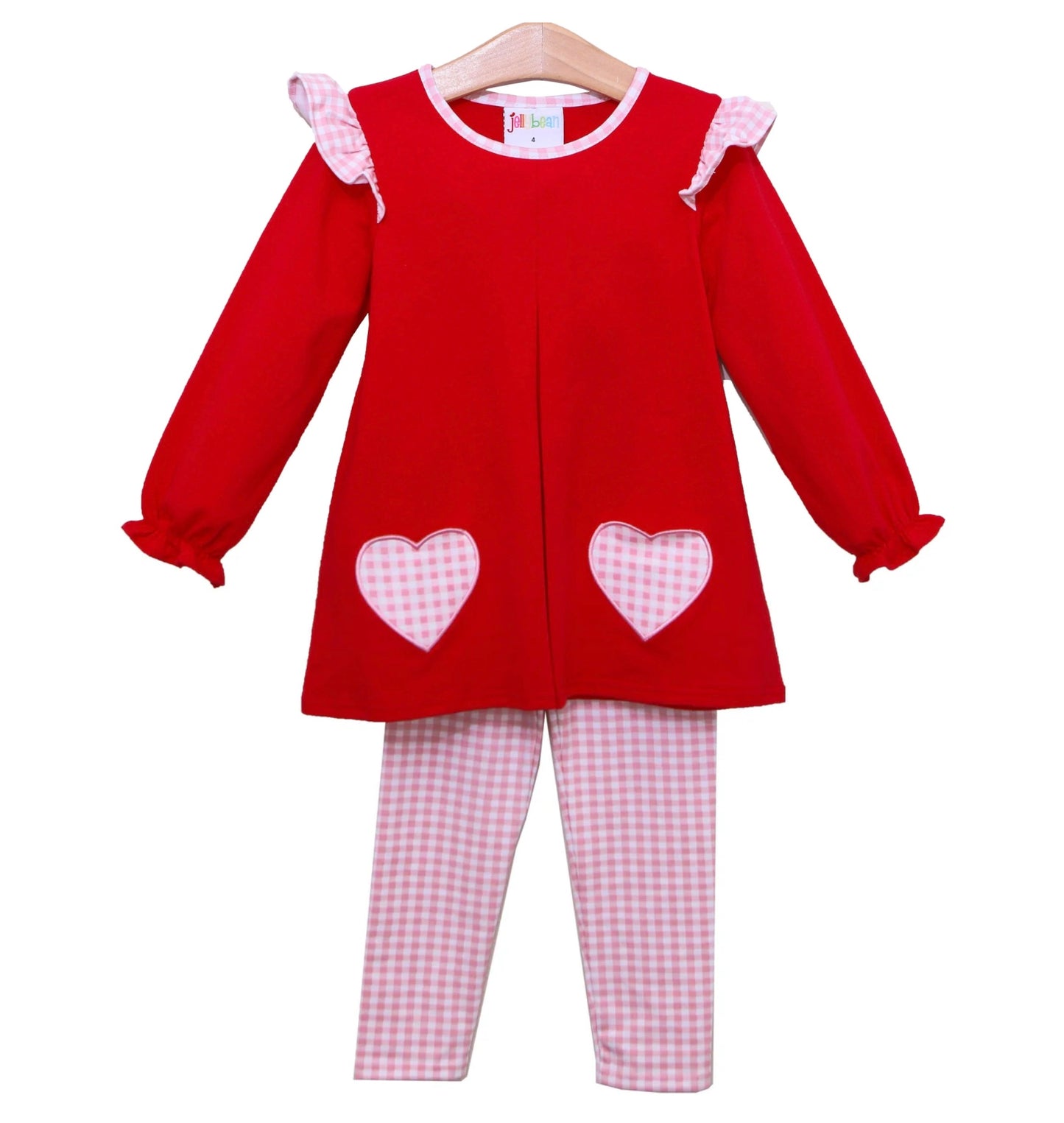 Heart Pockets Applique Pants Set