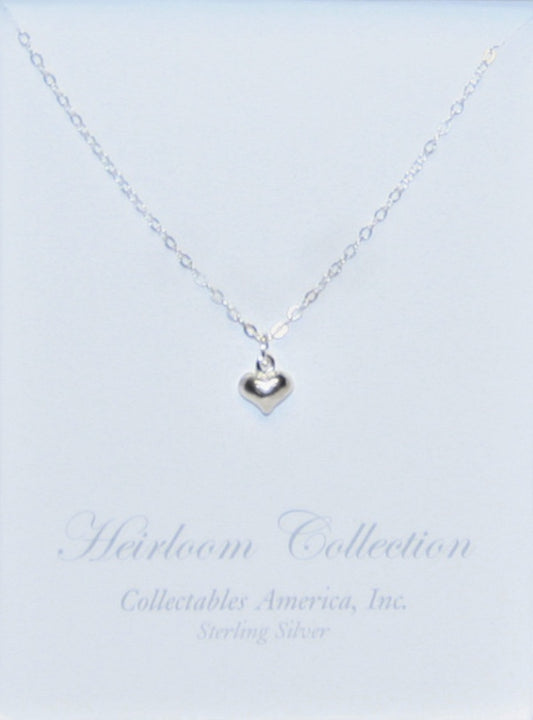 Sterling Silver Puffed Heart Necklace