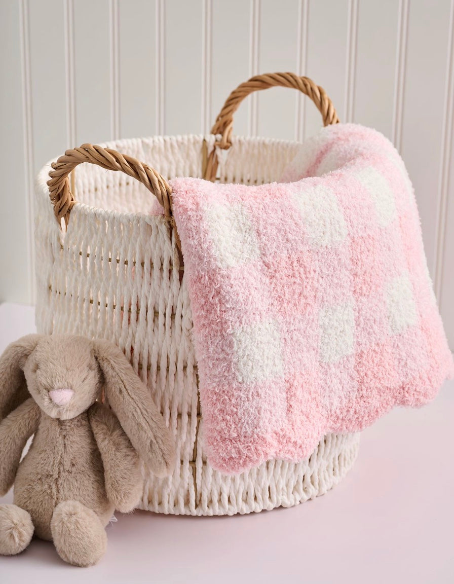 Pink Gingham Chenille Blanket