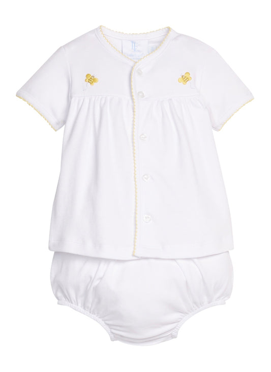 Pinpoint Layette Knit Set - Bee