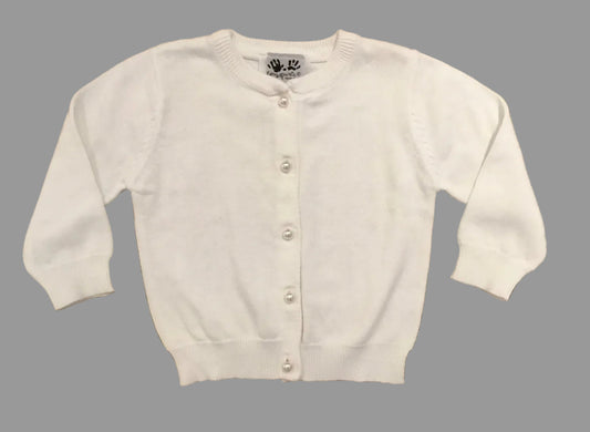 White Cardigan Sweater Pearl Buttons