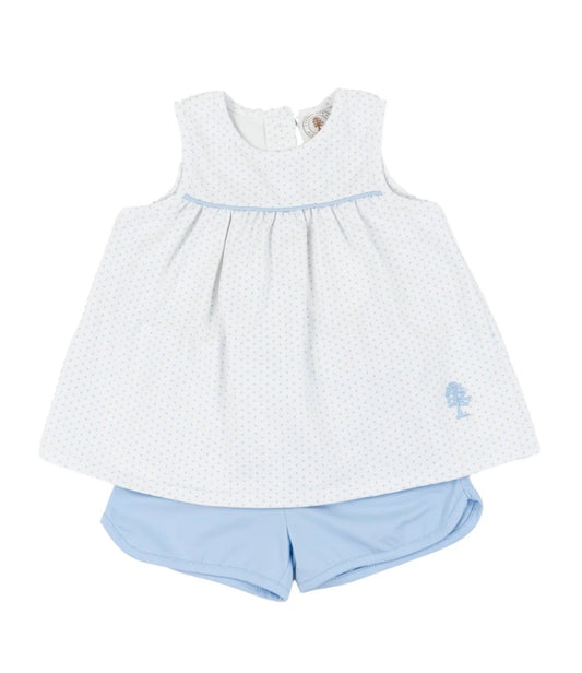 Classic Blue Dot Girls Short Set