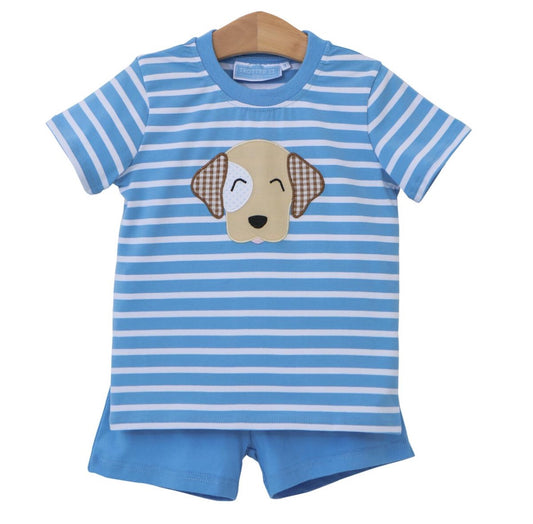 Liam’s Blue Puppy Shorts Set