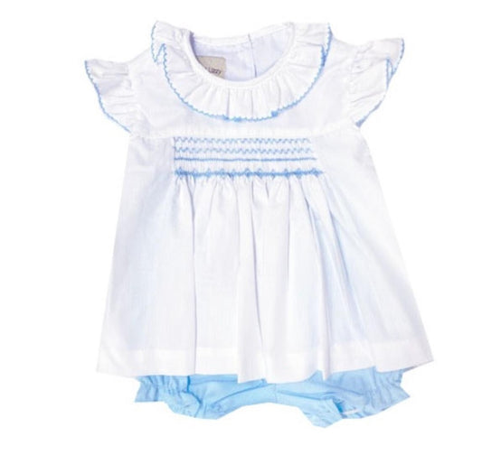 Ella White & Blue Diaper Set