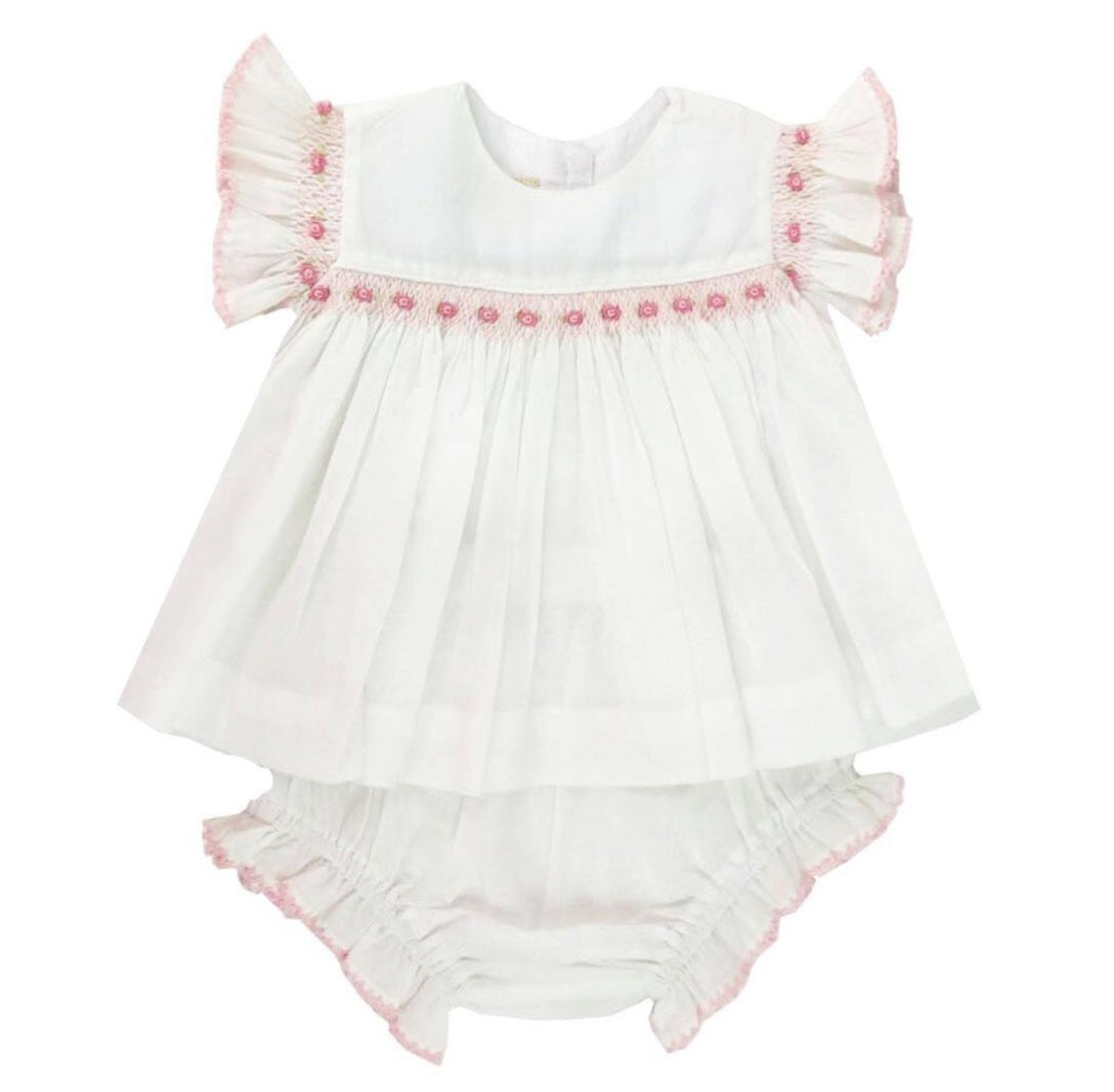 Ada White & Pink Rose Diaper Set