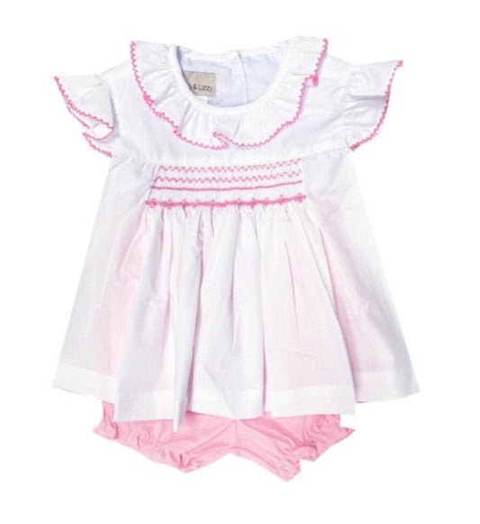 Ella White & Pink Diaper Set