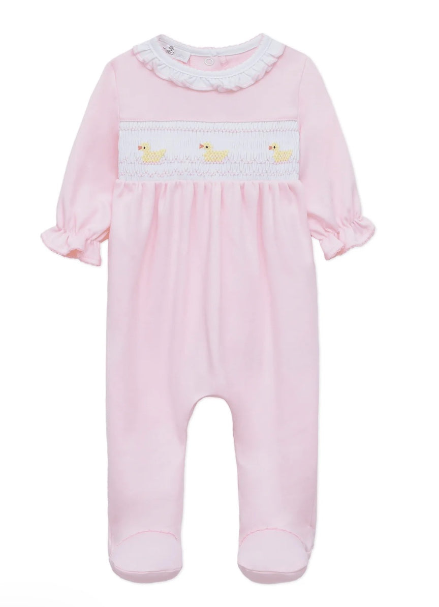 Little Ducklings Classics Smocked Footie - Pink