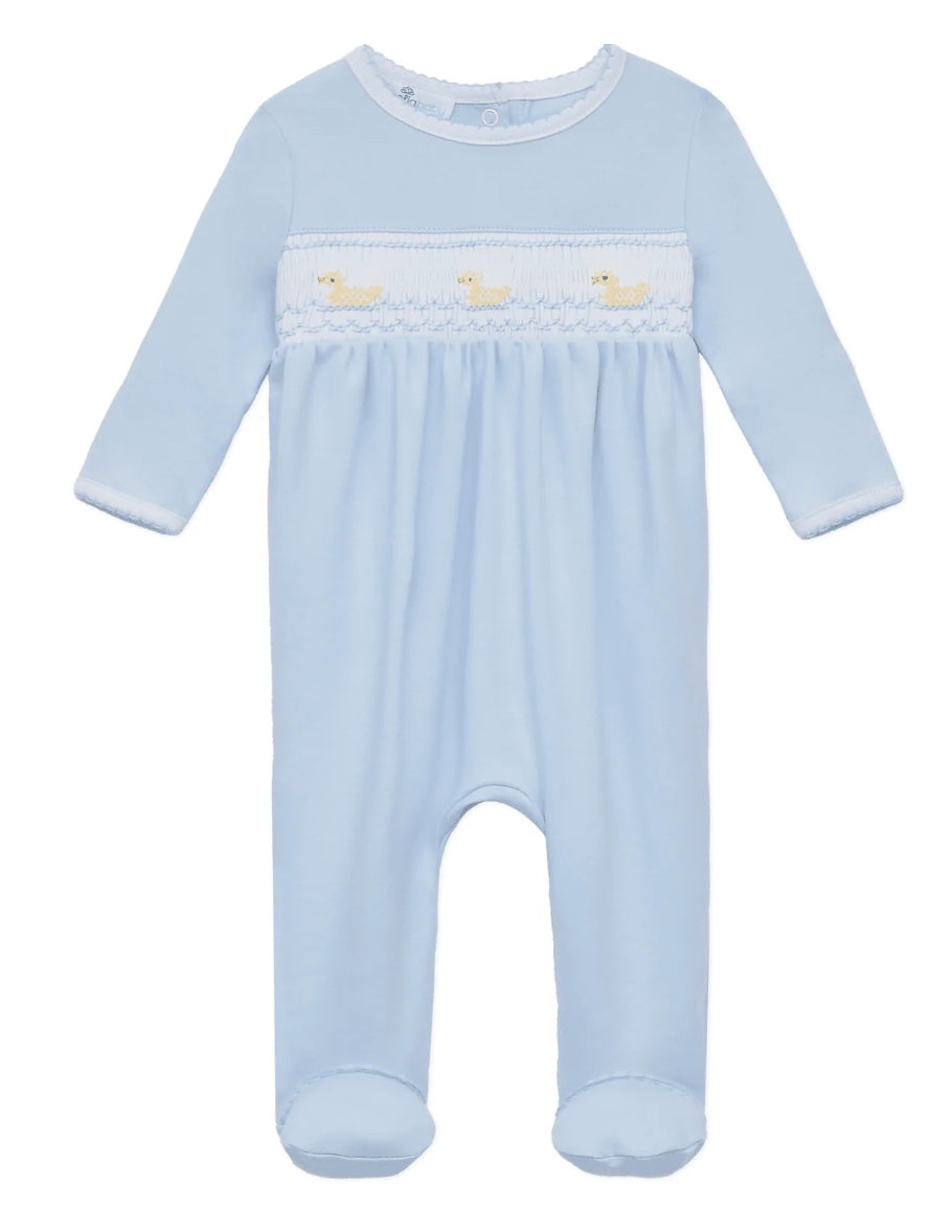 Little Ducklings Classics Smocked Footie - Light Blue