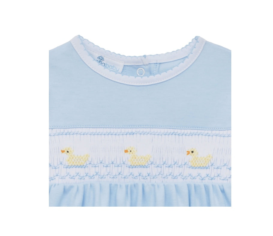 Little Ducklings Classics Smocked Footie - Light Blue