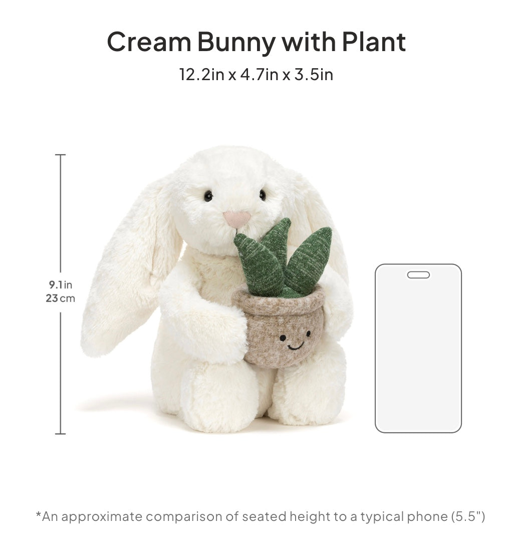 Cream Bunny with Plant