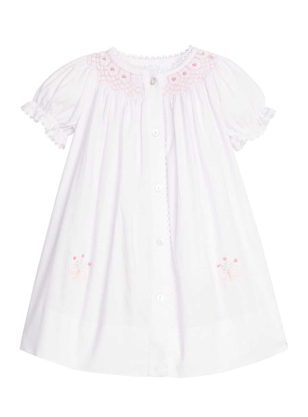Pink Roses Smocked Heirloom Gown