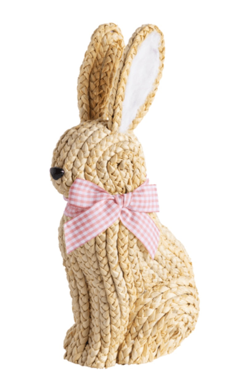 Pink Bow Woven Bunny Sitter