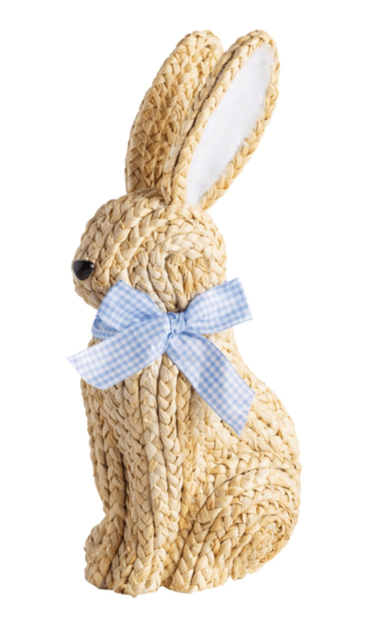 Blue Bow Woven Bunny Sitter