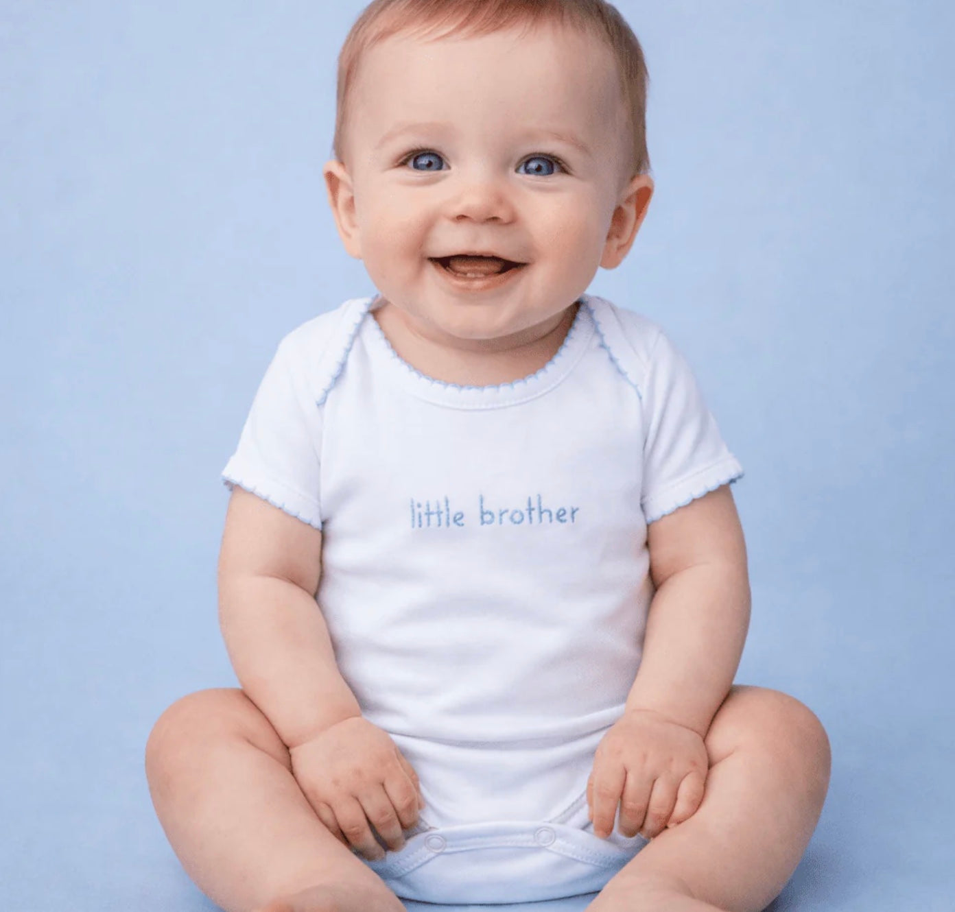 Little Brother Blue Embroidered Bodysuit