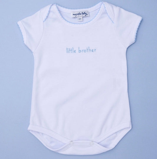 Little Brother Blue Embroidered Bodysuit