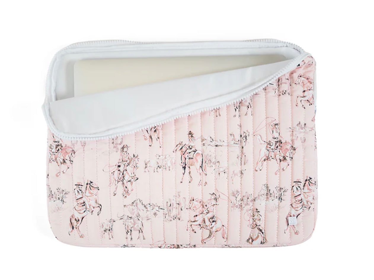 Quilted Laptop Sleeve - Cowgirl Toile