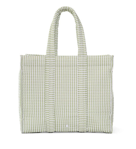 TRVL Quilted Sage Stripe Go Go Tote