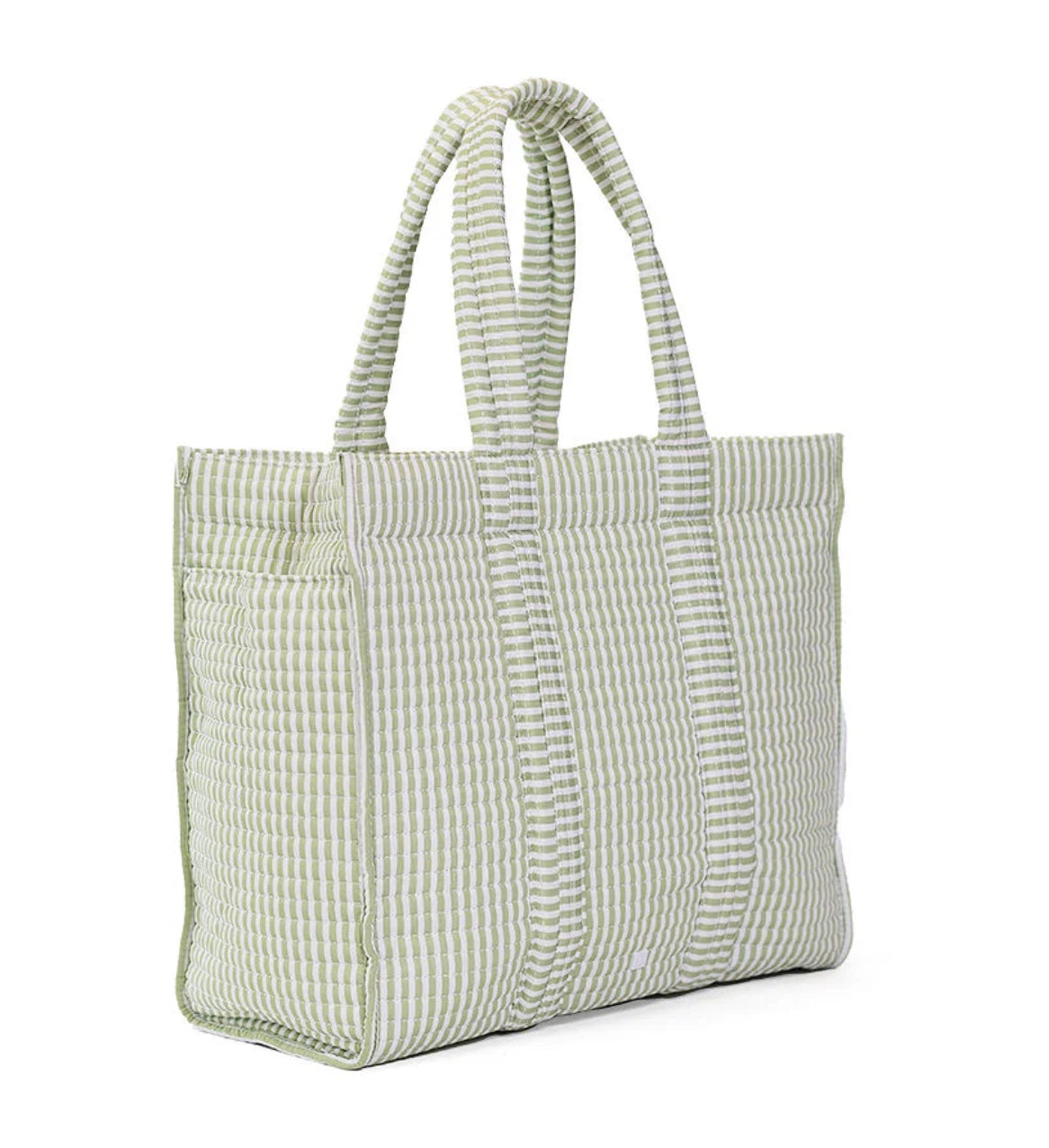 TRVL Quilted Sage Stripe Go Go Tote