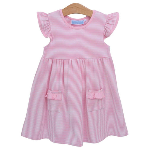 Lucy Dress - Light Pink Stripe