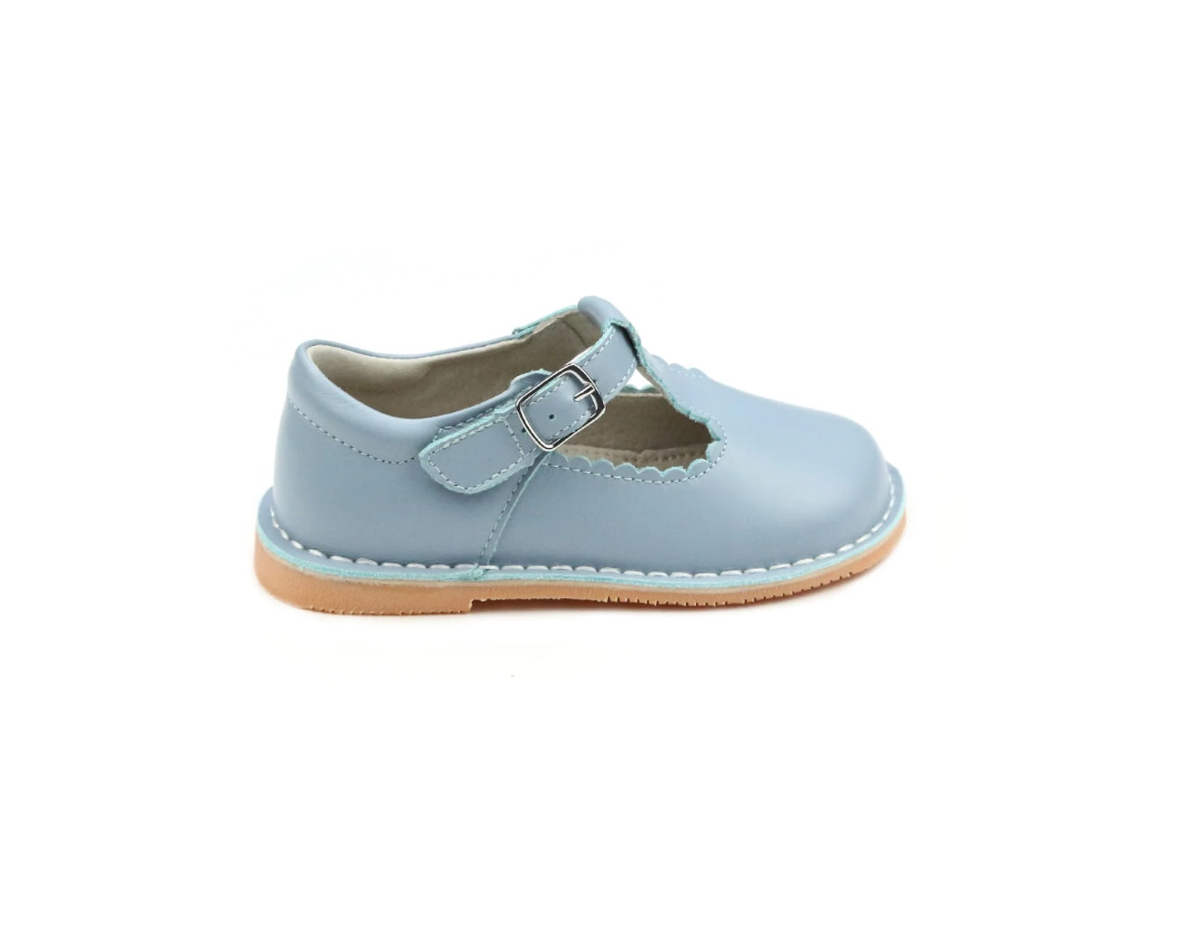 Selina Scalloped T-Strap - Dusty Blue