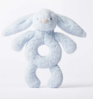 Bashful Blue Bunny Ring Rattle