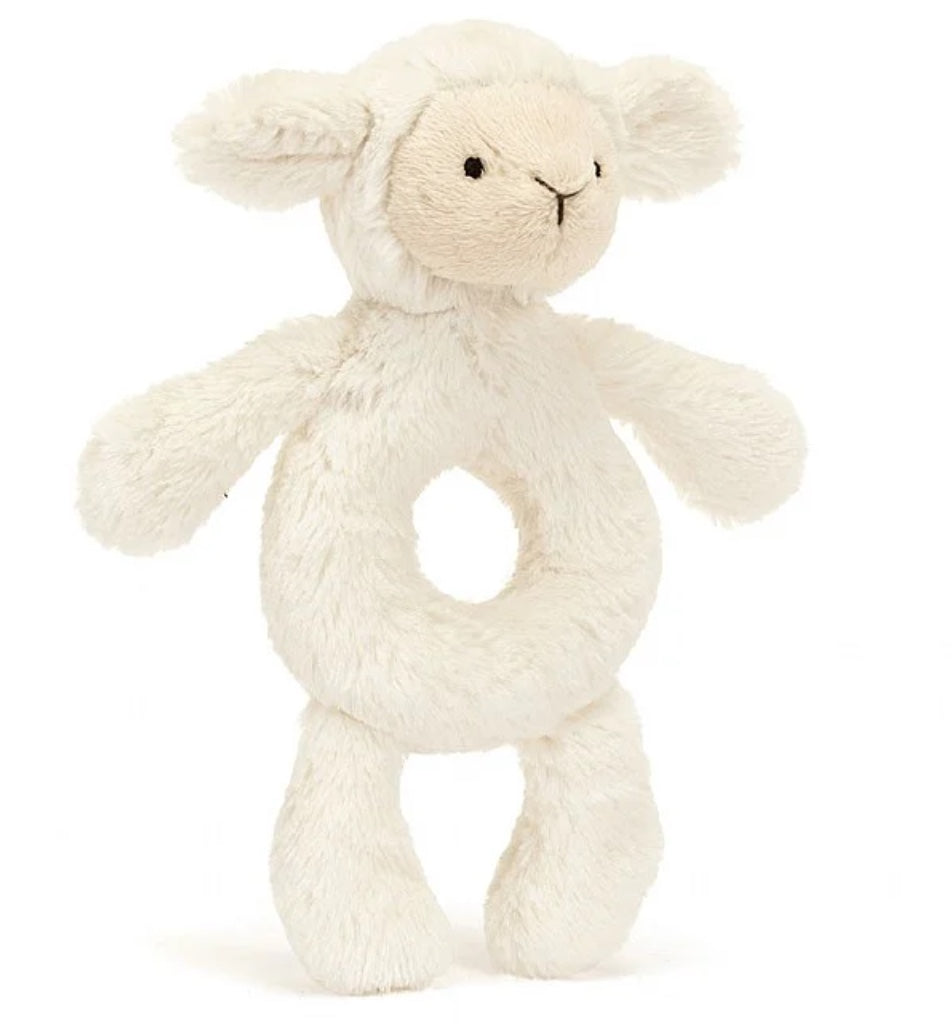 Bashful Lamb Ring Rattle - Jellycat Baby