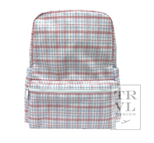 TRVL Plaid Backpack - Red