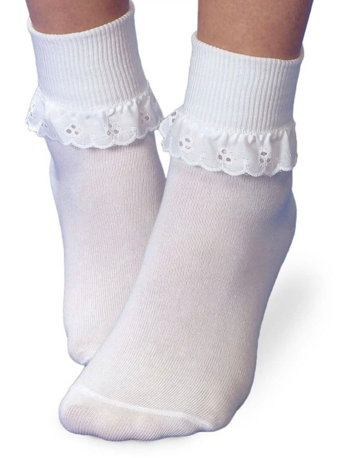White Eyelet Lace Cuff Sock 2154