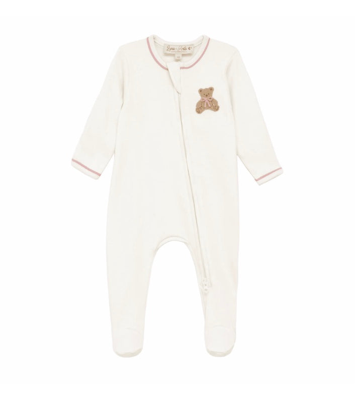 Bear Hugs Zip Footie Dusty Rose