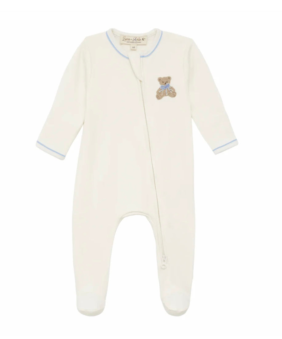 Bear Hugs Zip Footie - Sky