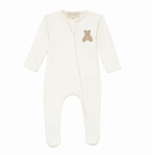 Bear Hugs Zip Footie - Ivory