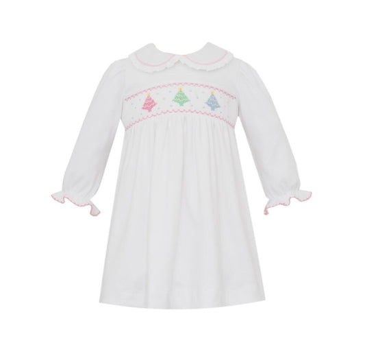 White Christmas Smocked Dress