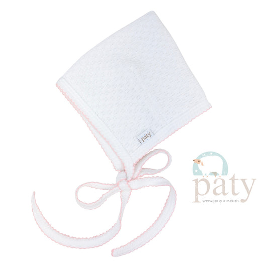 Paty White Bonnet Pink Trim
