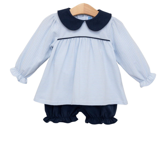 Kathrine Blue Stripe Bloomer Set