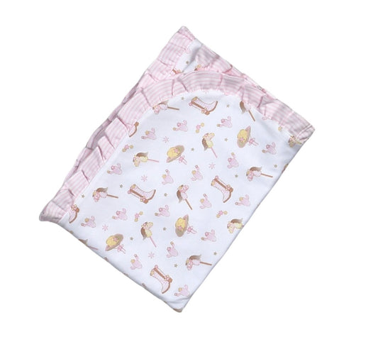 Howdy Baby Pima Blanket Pink