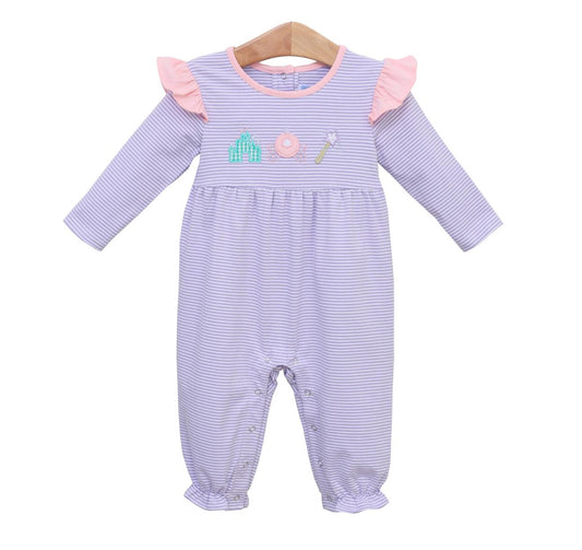 Purple Stripe Princess Trio Romper