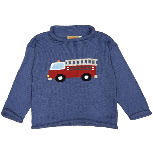 Steel Blue Fire Truck Sweater