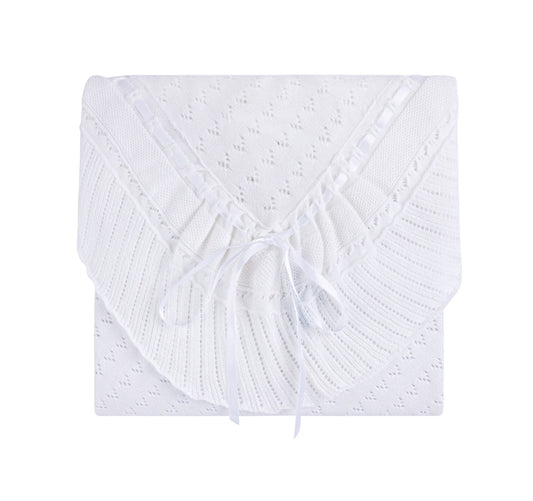 Pointelle Knit Ruffled Blanket