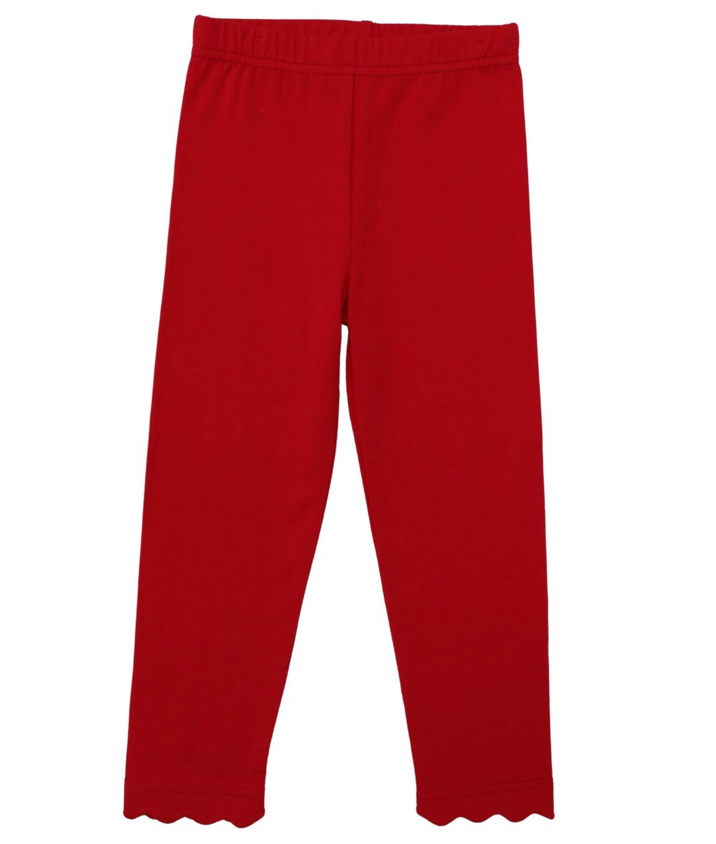 Trotter Street Red Scalloped Leggings