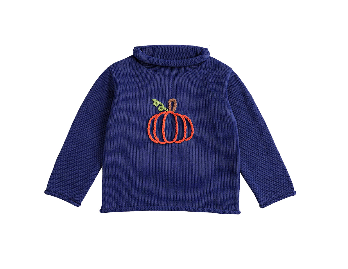 Navy Pumpkin Roll Neck Sweater