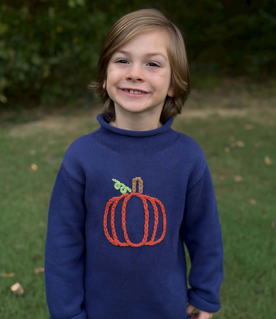 Navy Pumpkin Roll Neck Sweater
